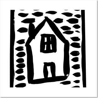 The drawing of a house with dotted background Posters and Art